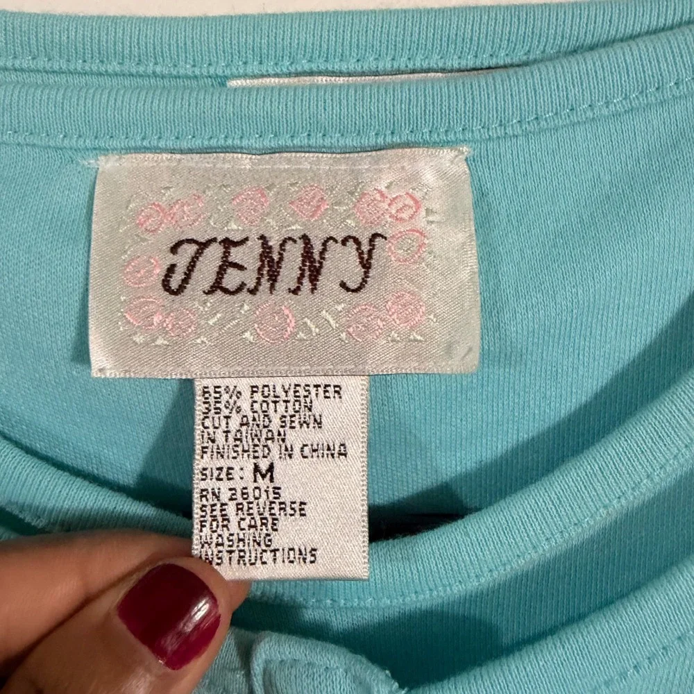 Jenny Cardigan Twin Set Women Medium Turquoise Floral Embroidered Sequin